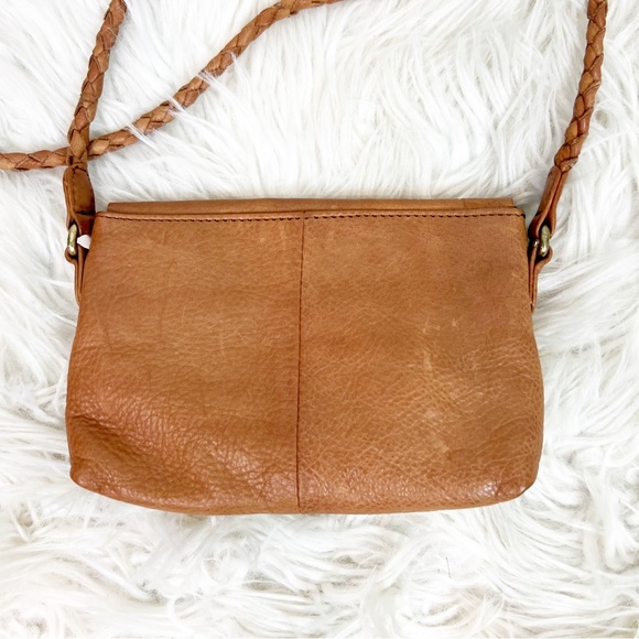 DAY AND MOOD BROWN LEATHER SMALL CROSSBODY PURSE WITH BRAIDED STRAP - Picture 8 of 8